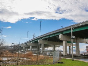 The east end of the Gardiner Expwy. shot from the PortLands in Toronto on April 20, 2015. (Dave Thomas/Toronto Sun)