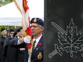 There was a strong turnout for the dedication of the Coniston War Memorial at Centennial Park on Saturday. Organizers were able to prepare despite recent vandalism at the site, with support from the community. Ben Leeson/The Sudbury Star/Postmedia Network