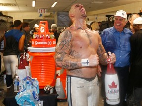 Ricky Foley was chugging brews in celebration after helping the Argos win the 100th Grey Cup in 2012 and he is feeling optimistic after re-joining the Scullers in the off-season. (REUTERS)
