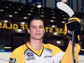 Pavel Zacha, one of two Sarnia Sting players invited to attend the NHL Scouting Combine June 1-6 in Buffalo, will have a new teammate next season. The Sting are holding a press conference, open to the public, at 10 a.m. Monday at The Hive Bar and Grill inside RBC Centre to announce a player commitment. TERRY BRIDGE/SARNIA OBSERVER POSTMEDIA NETWORK