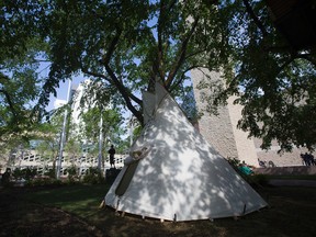 A teepee has been set up outside Edmonton City Hall  as part of the closing of the Truth and Reconciliation Commission, in Edmonton Alta. on Sunday May 31, 2015. David Bloom/Edmonton Sun/Postmedia Network