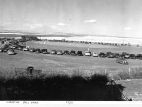 Vehicles parked around the ball park in Champion in 1950. Submitted photo