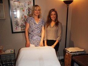 Linda Birch and Jasmine Kennedy of Integrated Health Sciences Clinic in Goderich. Kennedy, who became a registered massage therapist (RMT) in September, joined the team in May. (Dave Flaherty/Goderich Signal Star)