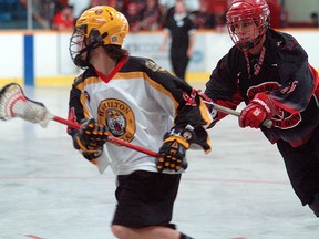 Submitted photo: Wallaceburg Red Devils player Ryan Noel guards a Hamilton player during a game in Hamilton on Saturday May 30.