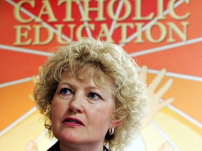 Lori Nagy of the Edmonton  Catholic School Board speaks to media during a press conference. File Photo