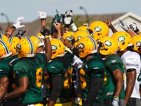 When you're dressed the same as 80 other guys at Eskimos camp, you need to show that you can do the job to stand out. (Ian Kucerak, Edmonton Sun)