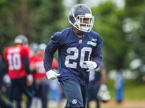 New Argonauts running back Henry Josey — seen here at training camp on Monday — was a teammate of Michael Sam during college at Missouri. (ERNEST DOROSZUK/TORONTO SUN)