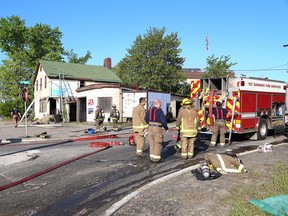 Greater Sudbury firefighters were on the scene of a structure fire at Lorne and Haig streets in Sudbury on Tuesday morning. John Lappa/Sudbury Star/Postmedia Network