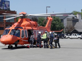 A contract worker injured at the Hilton Hotel in Niagara Falls was airlifted by Ornge ambulance on June 2, 2015. Mike DiBattista/Niagara Falls Review/Postmedia Network