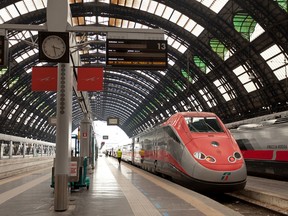 Italy's high-speed Frecce trains, such as this one, can get you from Milan to Rome in under three hours. (Dominic Arizona Bonuccelli/Rick Steves' Europe)