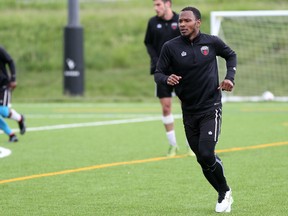 Ottawa Fury FC midfielder Julian de Guzman trains at Carleton University on Tuesday, June 2, 2015, shortly before it was announced he had been called up to the Canadian Men's National Team for 2018 World Cup qualifiers later this month. (Chris Hofley/Ottawa Sun)