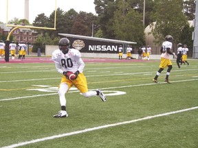TIger-Cats receiver Terrence Toliver has been doing well at training camp. (JACOB DEARLOVE PHOTO)