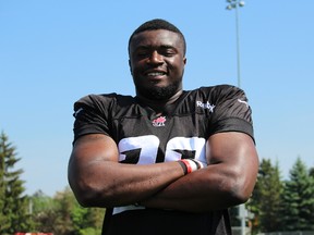 Louis Mensah was stung when he wasn't selected in the CFL Draft, but he's hoping to make an impression with the Ottawa RedBlacks. (TIM BAINES/OTTAWA SUN)