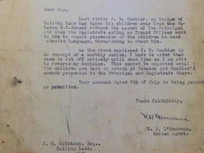 In 2013, Gwen Schmidt found this letter in a shed that she inherited near Calling Lake, in northern Alberta. The letter, written in 1935, soon went viral. (SUPPLIED)