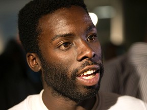 Desmond Cole speaks out against the practice of police carding during a press conference at City Hall in Toronto Wednesday, June 3, 2015. (Dave Abel/Toronto Sun)
