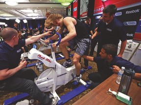 The NHL combine’s VO2 max bike endurance test will now take place behind closed doors from the media. (AFP)