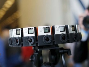A GoPro device featuring 16 cameras, to be used with Google's Jump, to provide viewers with 360-degree video, is shown during the Google I/O developers conference in San Francisco, May 28, 2015. REUTERS/Robert Galbraith