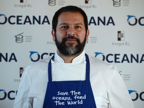 Chef Enrique Olvera poses during the presentation on the campaign "Save the Ocean Feed the World" at the Basque Culinary Centre in San Sebastian in this March 17, 2015 file photo. Acclaimed chef Olvera, who "takes tortillas to the next level," according to Food and Wine Magazine, June 4, 2015, opened Cosme, his first restaurant outside Mexico  REUTERS/Vincent West/Files