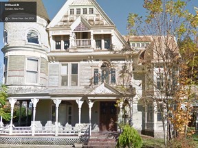 A Queen Anne-style mansion in upstate New York could be yours for just US$105,000, but you may want to Google Street View the massive manor beforehand. The image appears to show three sets of white handprints on the third-floor windows of the nearly 5,000 sq. ft. Camden, N.Y., abode built in 1880. (Postmedia Network/Google)