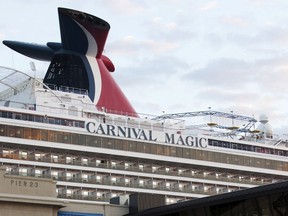 The Carnival cruise ship Carnival Magic is seen in port in Galveston, Texas in this October 19, 2014, file photo. REUTERS/Daniel Kramer/Files