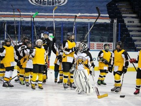 The same arena that hosted the Stanley Cup Finals (more than a few years ago) hosted a practice for the Stony Plain Predators peewee hockey squad as their reward for winning Ford’s Drills and Skills competition for their season-long commitment to community service. - Mitch Goldenberg, Reporter/Examiner