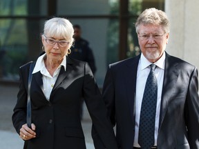 Gayska and Richard Suter (right) leave Court of Queen's Bench in Edmonton, Alta., on Friday June 5, 2015 after Suter pleaded guilty to the charge of refusing to provide a breath sample related to the death of Geo Mounsef, 2. Ian Kucerak/Edmonton Sun