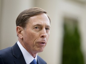 Former CIA director David Petraeus speaks after leaving the Federal Courthouse in Charlotte, North Carolina, April 23, 2015. Petraeus was sentenced to two years of probation and ordered to pay a $100,000 fine after pleading guilty to mishandling classified information. REUTERS/Chris Keane