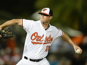 Baltimore Orioles relief pitcher Brian Matusz throws during a spring training game against the Toronto Blue Jays at Ed Smith Stadium. (Tommy Gilligan/USA TODAY Sports)