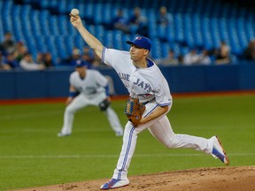 Toronto Blue Jays pitcher Aaron Sanchez threw 103 pitches on Friday night against the Houston Astros and all but 11 were fastballs. (Dave Thomas/Postmedia Network)