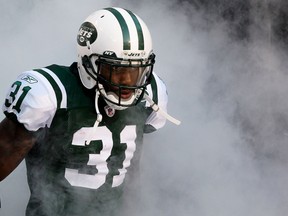 Antonio Cromartie of the New York Jets is introduced before a game against the Washington Redskins at Meadowlands Stadium in East Rutherford, N.J. (Al Bello/Getty Images/AFP)