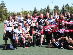 The Ottawa RedBlacks' Canadian players, or nationals as they are referred to by the CFL, got together for a photo following Saturday's practice at Carleton University.
MAT SMITH/OTTAWA REDBLACKS