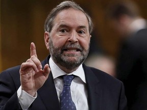 NDP Leader Thomas Mulcair speaks during Question Period in the House of Commons on Parliament Hill in Ottawa, in this file photo taken May 12, 2015.  REUTERS/Chris Wattie/Files