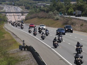 PETE FISHER / Northumberland Today
Hundreds of motorcycles head west along the Highway of Heroes in Port Hope.