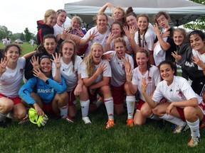 The Bayside Red Devils became the first Bay of Quinte region high school girls soccer team to capture a medal at the OFSAA 'AA' championships, Saturday in Wallaceburg when they defeated St. Michael's of Kemptville 3-1 for the bronze medal. Submitted photo