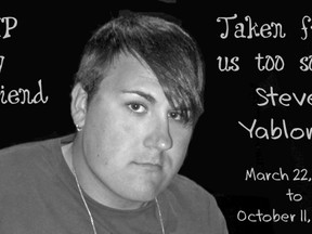 Steven Yablonski, 23, of Winnipeg, was one of two men killed in a fire at Aquarius Men's Bath Oct. 11, 2009. (file photo)