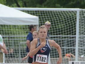 Seen here at OFSAA West, Lexi Aitken placed first in the senior girls 100-metre hurdles at the OFSAA championships last weekend. (Contributed photo)