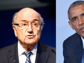 Former FIFA president Sepp Blatter and President of the United States Barack Obama.(REUTERS)