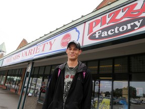 Wes VanWort, shown here on Monday June 8, 2015 in Belleville, Ont, stopped a 19 year-old from robbing the Friends Variety on Sidney Street Saturday, June 6, 2015. 
Emily Mountney-Lessard/Belleville Intelligencer/Postmedia Network