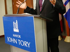 Toronto Mayor John Tory announces to media that he is withdrawing his support of carding by Toronto Police on Sunday June 7, 2015. (Michael Peake/Toronto Sun)