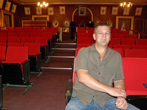 Ernst Kuglin/The Intelligencer
Shawn Ellis, president of the Trent Port Historical Society, sits in the front row of the James Alexander Theatre located on the second floor of the historic Trenton Town Hall. The curtain may permanently fall on live performances by the Bay of Quinte Community Players if the city and volunteer group can't agree on a solution on installing a fire suppression system. The Society leases the building form the city.