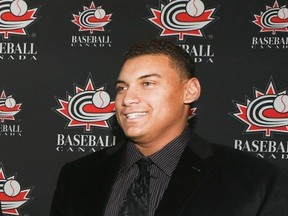 Scouts have compared the swing of Mississauga first baseman Josh Naylor to that of former major-leaguer Matt Stairs. The Miami Marlins selected Naylor 12th overall in North America in the first round of the annual draft of high schoolers and collegians on June 8, 2015. (VERONICA HENRI/Toronto Sun files)