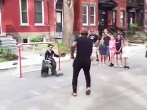 A YouTube video shows P.K. Subban playing ball hockey with a group of random kids.