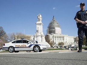Capitol police officer standing guard. 

REUTERS/Joshua Roberts