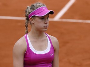 Eugenie Bouchard lost again on the WTA Tour, this time in the first round at the Topshelf Open in Den Bosch, Netherlands. (Patrick Kovarik/AFP)