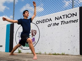 Montana Summers, 17, of Oneida Nation of the Thames, a dance student at London's Beal secondary school, is one of only a dozen aboriginal dancers accepted into the prestigious indigenous dance residency at Alberta's Banff Centre this summer. The intensive four-week program, led by indigenous faculty, has drawn dancers from around the world. (MIKE HENSEN, The London Free Press)