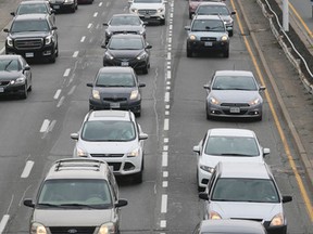 Traffic heading west on the Gardiner Expressway on Friday June 5, 2015. Veronica Henri/Toronto Sun/Postmedia Network