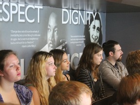 Dave MacLeod's grade 12 class listens while on the Tour of Humanity bus at South Huron highschool. (SHDHS photo contributed)
Story: