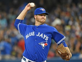 Blue Jays starter Scott Copeland delivers a pitch against the Marlins during MLB action in Toronto on Wednesday, June 10, 2015. (Dan Hamilton/USA TODAY Sports)