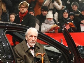 Actor Christopher Lee arrives on the red carpet for the screening of the movie "Night Train to Lisbon" at the 63rd Berlinale International Film Festival in Berlin February 13, 2013.  REUTERS/Tobias Schwarz