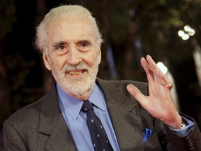 Actor Christopher Lee poses on the red carpet during the Rome film festival in this October 15, 2009 file photo. REUTERS/Tony Gentile/Files